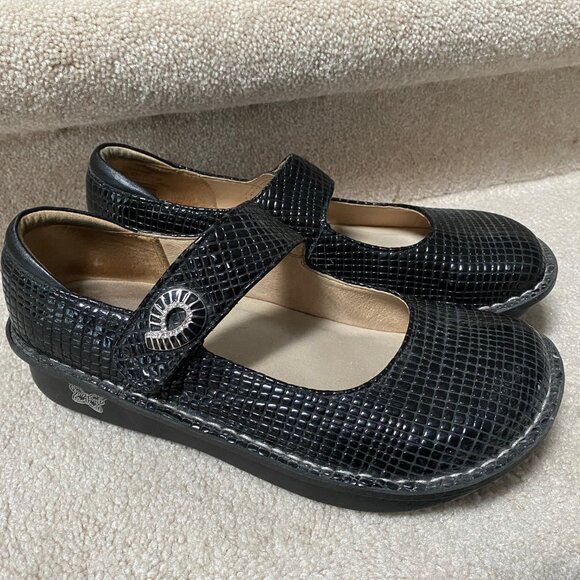 Alegria Paloma Black Dazzler Shoe Mary Jane  School Size 38  US 7 FREE Jacket - Picture 1 of 11